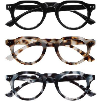 OPULIZE RIO Gafas de Lectura con Filtro de Luz Azul Pack de 3 Montura Superior Plana Negro, Marrón & Carey Azul Hombre y Mujer BBB53-123 +3.50 OPULIZE RIO Gafas de Lectura con Filtro de Luz Azul Pack de 3 Montura Superior Plana Negro, Marrón & Carey Azul Hombre y Mujer BBB53-123 +3.50