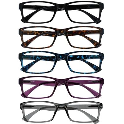 OPULIZE La Compañía Gafas De Lectura Pack 5 Lectores Negro Marrón Azul Púrpura Gris Hombres Mujeres RRRRR92-12357 +3,50 OPULIZE La Compañía Gafas De Lectura Pack 5 Lectores Negro Marrón Azul Púrpura Gris Hombres Mujeres RRRRR92-12357 +3,50