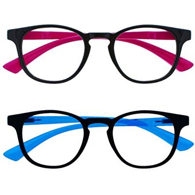 OPULIZE Bop Gafas Bloqueadoras de Luz Azul Niños Pack de 2 Montura Redonda Negra Rosa Azul Protegen los Ojos Mejoran el Sueño Reducen los Dolores de Cabeza Ordenador Gaming Niños Niñas BB47-FB OPULIZE Bop Gafas Bloqueadoras de Luz Azul Niños Pack de 2 Montura Redonda Negra Rosa Azul Protegen los Ojos Mejoran el Sueño Reducen los Dolores de Cabeza Ordenador Gaming Niños Niñas BB47-FB