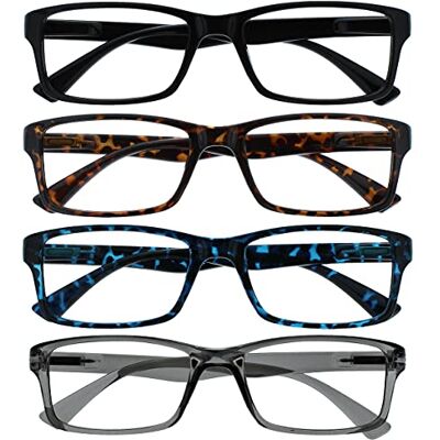 OPULIZE La Compañía Gafas De Lectura Pack 4 Lectores Negro Marrón Azul Gris Estilo Diseñador Hombres Mujeres RRRR92-1237 +1,50 OPULIZE La Compañía Gafas De Lectura Pack 4 Lectores Negro Marrón Azul Gris Estilo Diseñador Hombres Mujeres RRRR92-1237 +1,50