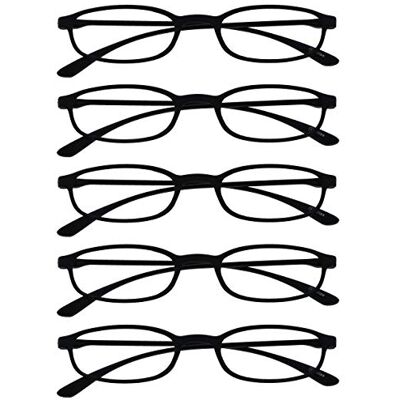 OPULIZE Fly Gafas de Lectura Pack de 5 Montura Estrecha Ultra Pequeña Ligera Flexible Plegable Negro Mate Lentes Resistentes a Arañazos Unisex Hombre Mujer RRRRR67-1 +2.00 OPULIZE Fly Gafas de Lectura Pack de 5 Montura Estrecha Ultra Pequeña Ligera Flexible Plegable Negro Mate Lentes Resistentes a Arañazos Unisex Hombre Mujer RRRRR67-1 +2.00