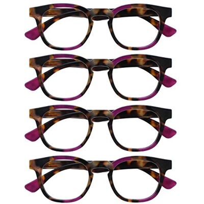 OPULIZE Ava Gafas de Lectura Pack de 4 Montura Redonda Favorecedora Marrón Carey Morado Lentes Resistentes a Arañazos Bisagras de Muelle Unisex Hombre Mujer RRRR62-5 +2.50 OPULIZE Ava Gafas de Lectura Pack de 4 Montura Redonda Favorecedora Marrón Carey Morado Lentes Resistentes a Arañazos Bisagras de Muelle Unisex Hombre Mujer RRRR62-5 +2.50