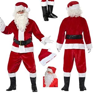 SHATCHI GoodsOnline24/7 Juego completo de 7 piezas de traje de Papá Noel para adultos, accesorios de disfraz de Navidad, tamaño 38/44 pulgadas, rojo, M SHATCHI GoodsOnline24/7 Juego completo de 7 piezas de traje de Papá Noel para adultos, accesorios de disfraz de Navidad, tamaño 38/44 pulgadas, rojo, M