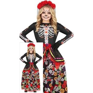 FIESTAS GUIRCA Disfraz Día de los Muertos Disfraz para Niña Elegante Vestido Largo y Diadema con Flores Disfraces de Halloween para Niñas Edad 3-4 Años FIESTAS GUIRCA Disfraz Día de los Muertos Disfraz para Niña Elegante Vestido Largo y Diadema con Flores Disfraces de Halloween para Niñas Edad 3-4 Años