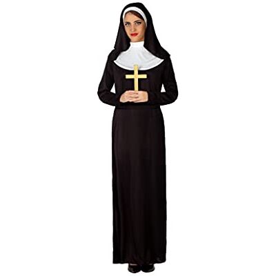 Atosa Disfraz Monja Mujer Adulto Velo Blanco y Vestido Negro con Cuello Disfraz Católico Religioso para Fiesta de Disfraces, Halloween y Carnaval Práctica Funda de Almacenamiento XL Atosa Disfraz Monja Mujer Adulto Velo Blanco y Vestido Negro con Cuello Disfraz Católico Religioso para Fiesta de Disfraces, Halloween y Carnaval Práctica Funda de Almacenamiento XL