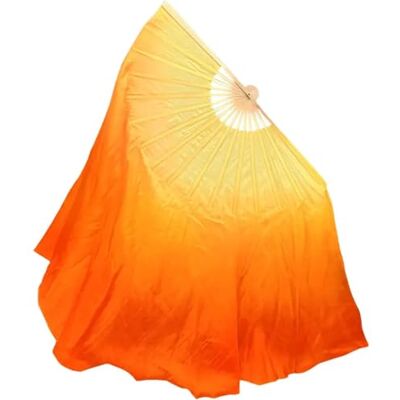 DUNSBY Abanicos de Danza Del Vientre Velo de abanico baile grande seda Real, un par accesorios for disfraz danza del vientre, bailarina con gradiente fluido DUNSBY Abanicos de Danza Del Vientre Velo de abanico baile grande seda Real, un par accesorios for disfraz danza del vientre, bailarina con gradiente fluido