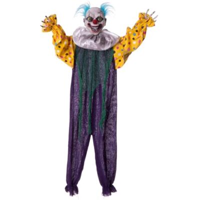 My Other Me Decoración Payaso morado y amarillo con luz Aire macabro a tu decoración de Halloween My Other Me Decoración Payaso morado y amarillo con luz Aire macabro a tu decoración de Halloween
