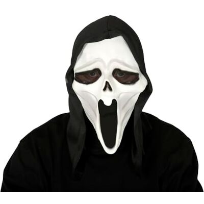FIESTAS GUIRCA Máscara de Asesino con Capucha de Vinilo (Talla Única) Accesorio de Disfraz para Halloween y Fiestas de Fantasmas Ideal para Adultos Unisex Blanco y Negro FIESTAS GUIRCA Máscara de Asesino con Capucha de Vinilo (Talla Única) Accesorio de Disfraz para Halloween y Fiestas de Fantasmas Ideal para Adultos Unisex Blanco y Negro