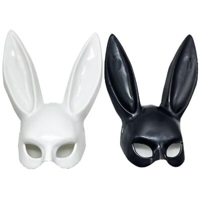 ASQzhuLIWing 2 Máscara de conejito de Pascua con orejas en blanco y negro para adultos máscara de conejito de máscaras para juegos de rol accesorios de disfraz de conejo halloween pascua navidad carnaval disfraz ASQzhuLIWing 2 Máscara de conejito de Pascua con orejas en blanco y negro para adultos máscara de conejito de máscaras para juegos de rol accesorios de disfraz de conejo halloween pascua navidad carnaval disfraz