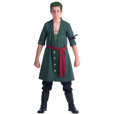 My Other Me Disfraz Roronoa Zoro niño talla 7-9 años One Piece infantil Incluye crema para el pelo, pendientes, chaqueta, pañuelo, fajín y pantalón en color verde My Other Me Disfraz Roronoa Zoro niño talla 7-9 años One Piece infantil Incluye crema para el pelo, pendientes, chaqueta, pañuelo, fajín y pantalón en color verde