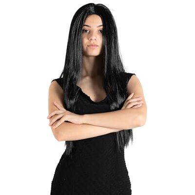 Ciao - Morticia Addams Peluca Larga Recta Negra Mujer Ciao - Morticia Addams Peluca Larga Recta Negra Mujer