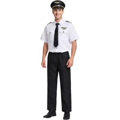 Dress Up America Conjunto de Disfraz de Piloto para Adultos – Conjunto de Disfraz de Piloto para Juegos de Rol, Evento y Diversión Dress Up America Conjunto de Disfraz de Piloto para Adultos – Conjunto de Disfraz de Piloto para Juegos de Rol, Evento y Diversión