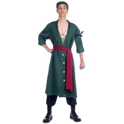 My Other Me Disfraz Roronoa Zoro hombre One Piece adulto verde Incluye crema para el pelo, pendientes, chaqueta, pañuelo, fajín y pantalón My Other Me Disfraz Roronoa Zoro hombre One Piece adulto verde Incluye crema para el pelo, pendientes, chaqueta, pañuelo, fajín y pantalón