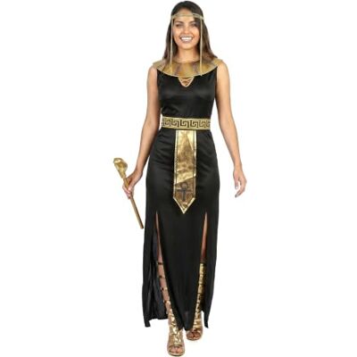DEGUISE TOI – Disfraz de diosa del Nilo para mujer, vestido – Cinturón – Cuello – Tocado – XXL – Negro – Disfraces para adultos – 100% poliéster – Lavable a mano – Carnaval DEGUISE TOI – Disfraz de diosa del Nilo para mujer, vestido – Cinturón – Cuello – Tocado – XXL – Negro – Disfraces para adultos – 100% poliéster – Lavable a mano – Carnaval