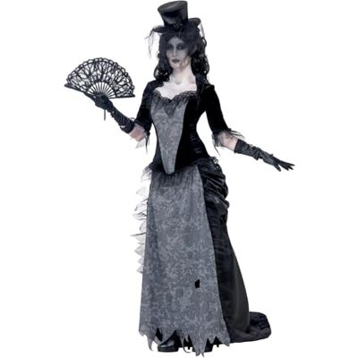 Smiffy's Smiffys Disfraz de viuda negra de Ghost Town, Gris, con parte de arriba, falda y sombrero Halloween, Carnaval Smiffy's Smiffys Disfraz de viuda negra de Ghost Town, Gris, con parte de arriba, falda y sombrero Halloween, Carnaval