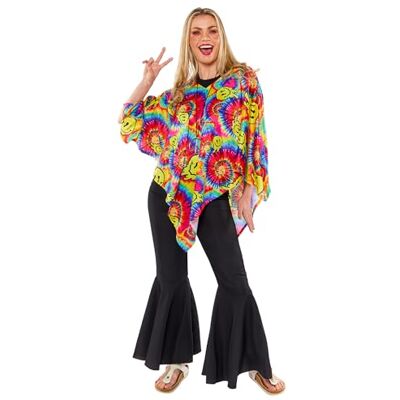 amscan Disfraz unisex de Tie Dye Poncho para adultos amscan Disfraz unisex de Tie Dye Poncho para adultos