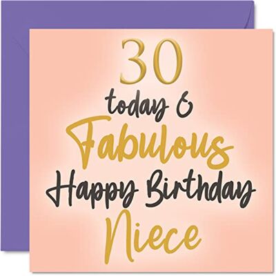 Stuff4 Fabulosas tarjetas de 30 cumpleaños para sobrina, 30 Today & Fabulous, tarjeta de feliz cumpleaños para sobrina de tía, tía, sobrina, regalos de cumpleaños, 145 mm x 145 mm, bonitas tarjetas de Stuff4 Fabulosas tarjetas de 30 cumpleaños para sobrina, 30 Today & Fabulous, tarjeta de feliz cumpleaños para sobrina de tía, tía, sobrina, regalos de cumpleaños, 145 mm x 145 mm, bonitas tarjetas de