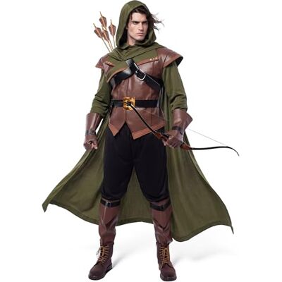 Spooktacular Creations Renaissance Robin Hood Deluxe Men Juego de disfraces Hecho de cuero para la fiesta de vestir de Halloween (grande) Spooktacular Creations Renaissance Robin Hood Deluxe Men Juego de disfraces Hecho de cuero para la fiesta de vestir de Halloween (grande)
