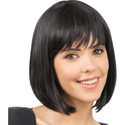 Chaks Peluca bob, peluca de pelo sintético con flequillo de 30 cm Chaks Peluca bob, peluca de pelo sintético con flequillo de 30 cm