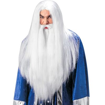 W WIDMANN MILANO Party Fashion Peluca de mago con bigote y barba, fantasía, cuento de hadas, carnaval W WIDMANN MILANO Party Fashion Peluca de mago con bigote y barba, fantasía, cuento de hadas, carnaval