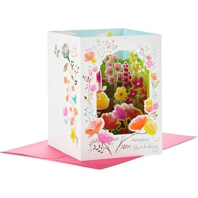 Hallmark Paper Wonder Tarjeta de felicitación de cumpleaños desplegable, diseño de flores, color Hermosas mariposas y flores. Hallmark Paper Wonder Tarjeta de felicitación de cumpleaños desplegable, diseño de flores, color Hermosas mariposas y flores.