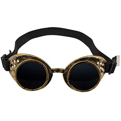 Boland 54503 Gafas steampunk, plástico, banda elástica, lentes oscuras, tamaño ajustable, accesorio, carnaval, halloween, fiesta temática Boland 54503 Gafas steampunk, plástico, banda elástica, lentes oscuras, tamaño ajustable, accesorio, carnaval, halloween, fiesta temática