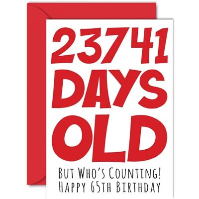 Stuff4 Tarjeta de cumpleaños número 65 para hombres, mujeres, él y ella, 23741 días de edad, divertida tarjeta de feliz cumpleaños para adultos, para hermano, hermana, mamá, papá, abuela, abuelo, tarjetas de Stuff4 Tarjeta de cumpleaños número 65 para hombres, mujeres, él y ella, 23741 días de edad, divertida tarjeta de feliz cumpleaños para adultos, para hermano, hermana, mamá, papá, abuela, abuelo, tarjetas de
