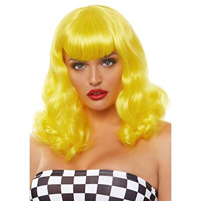 Leg Avenue Mujer Retro Bang Curly Bob Wig Peluca de Bob Rizado Retro Bang, Talla Única Leg Avenue Mujer Retro Bang Curly Bob Wig Peluca de Bob Rizado Retro Bang, Talla Única