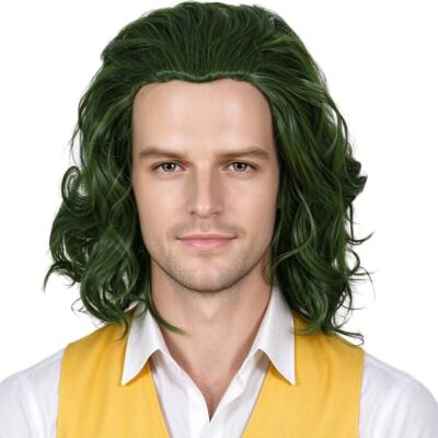 Linfairy Peluca corta de payaso verde para Halloween cosplay peluca rizada Linfairy Peluca corta de payaso verde para Halloween cosplay peluca rizada