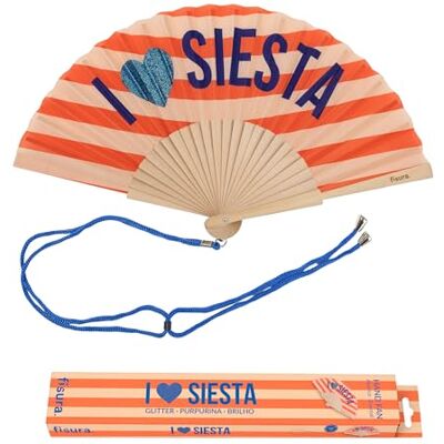 Fisura – Abanico Original con Mensaje “Siesta”. Abanico de Madera Moderno y Colorido. Ventilador de Mano de Purpurina Naranja. Colgador Incluido. Idea de Regalo Divertida. 42,5 x 23 cm Fisura – Abanico Original con Mensaje “Siesta”. Abanico de Madera Moderno y Colorido. Ventilador de Mano de Purpurina Naranja. Colgador Incluido. Idea de Regalo Divertida. 42,5 x 23 cm