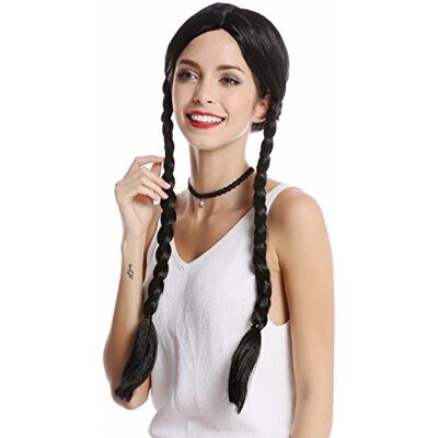 WIG ME UP - 90835-ZA103 Peluca Mujer Halloween Carnaval Negro Trenzas Trenzado Raya Medio Lolita Colegiala WIG ME UP - 90835-ZA103 Peluca Mujer Halloween Carnaval Negro Trenzas Trenzado Raya Medio Lolita Colegiala