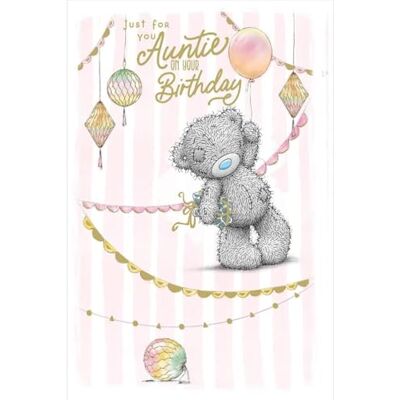 Me To You Tatty Teddy Tarjeta de cumpleaños para tía, oso sosteniendo globo, colección oficial Me To You Tatty Teddy Tarjeta de cumpleaños para tía, oso sosteniendo globo, colección oficial