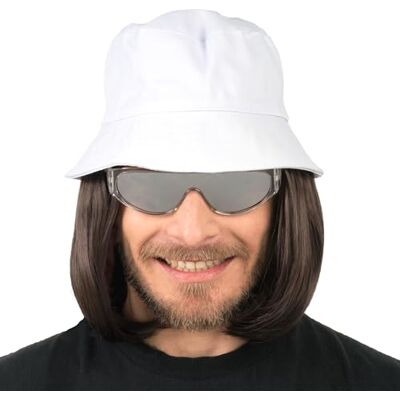 Chaks Sombrero con peluca, gorro de pescador con pelo cosido Chaks Sombrero con peluca, gorro de pescador con pelo cosido