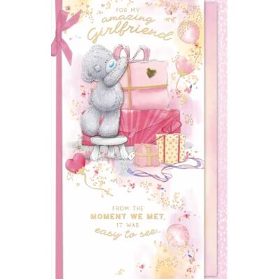 Me To You Tatty Teddy 'For My Amazing Girlfriend' Tarjeta de cumpleaños de lujo con acabado a mano con lazo, 7 x 11 pulgadas, colección oficial Me To You Tatty Teddy 'For My Amazing Girlfriend' Tarjeta de cumpleaños de lujo con acabado a mano con lazo, 7 x 11 pulgadas, colección oficial