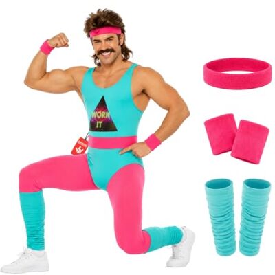 Fun Shack Disfraz Aerobic Años 80 Hombre, Disfraz Halloween Hombre Maillot, Mallas & Calentadores, Estilo Retro Años 80, Perfecto para Halloween, Ideal para Disfrazarse Fun Shack Disfraz Aerobic Años 80 Hombre, Disfraz Halloween Hombre Maillot, Mallas & Calentadores, Estilo Retro Años 80, Perfecto para Halloween, Ideal para Disfrazarse