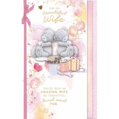 Me To You Tatty Teddy Tarjeta de cumpleaños con lazo, diseño de osos bebiendo té, de lujo, lámina dorada, 17,8 x 27,9 cm, colección oficial Me To You Tatty Teddy Tarjeta de cumpleaños con lazo, diseño de osos bebiendo té, de lujo, lámina dorada, 17,8 x 27,9 cm, colección oficial