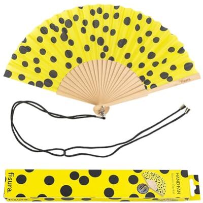 Fisura – Abanico Original con Estampado de Sol Abanico de Madera Moderno y Colorido. Ventilador de Mano de Purpurina Multicolor Colgador Incluido. Idea de Regalo Divertida. (Lunares, amarillo) Fisura – Abanico Original con Estampado de Sol Abanico de Madera Moderno y Colorido. Ventilador de Mano de Purpurina Multicolor Colgador Incluido. Idea de Regalo Divertida. (Lunares, amarillo)