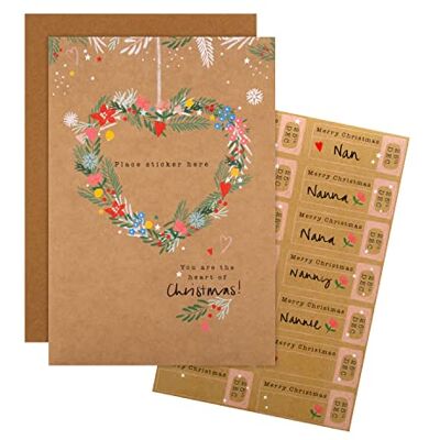 Hallmark Tarjeta de Navidad para abuela – Diseño floral con cambio de nombre personalizable, , corona de corazón pegatina hoja tarjeta Hallmark Tarjeta de Navidad para abuela – Diseño floral con cambio de nombre personalizable, , corona de corazón pegatina hoja tarjeta
