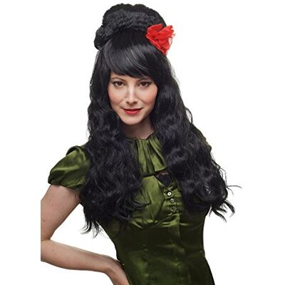 WIG ME UP Carnaval, peluca, España, estilo Señorita años 60, negro, largo Beehive 81193-P103 WIG ME UP Carnaval, peluca, España, estilo Señorita años 60, negro, largo Beehive 81193-P103