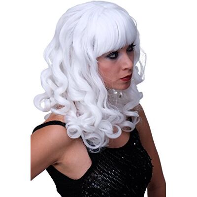 WIG ME UP - LM-142-P60 Peluca Mujer para Carnaval Halloween Diva vampiresa Hada rizos, Rizado, Flequillo, Largo Blanco WIG ME UP - LM-142-P60 Peluca Mujer para Carnaval Halloween Diva vampiresa Hada rizos, Rizado, Flequillo, Largo Blanco