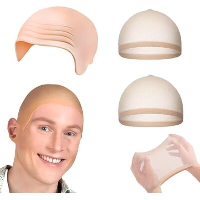 S.F.Pachira Calva Disfraz con 2 Piezas Tapa de Peluca de Malla Set, Gorra Calva de látex, Accesorios disfraz de cabeza calva de látex para adulto y adolescentes,Gorra de Calavera Sombrero de Cosplay Carnaval S.F.Pachira Calva Disfraz con 2 Piezas Tapa de Peluca de Malla Set, Gorra Calva de látex, Accesorios disfraz de cabeza calva de látex para adulto y adolescentes,Gorra de Calavera Sombrero de Cosplay Carnaval
