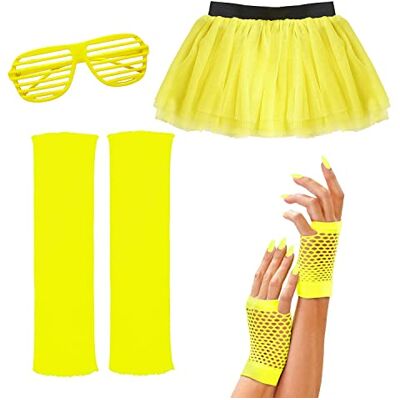 W WIDMANN MILANO Party Fashion Traje años 80, 4 piezas, disfraces de carnaval, accesorios W WIDMANN MILANO Party Fashion Traje años 80, 4 piezas, disfraces de carnaval, accesorios