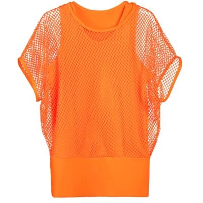 Camiseta Naranja Feestbazaar Con Top de Red de Pesca - Camiseta Camiseta Naranja Feestbazaar Con Top de Red de Pesca - Camiseta