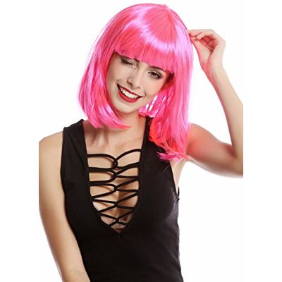 WIG ME UP - 0073-3-PC5 Peluca Mujer Carnaval Halloween Corto hasta los Hombros Liso Bob Bobo Rosa Fuscia WIG ME UP - 0073-3-PC5 Peluca Mujer Carnaval Halloween Corto hasta los Hombros Liso Bob Bobo Rosa Fuscia