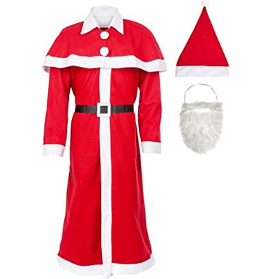 Idena Set de disfraz de Papá Noel, Santa Claus, gorro, barba, abrigo, cinturón, capa Idena Set de disfraz de Papá Noel, Santa Claus, gorro, barba, abrigo, cinturón, capa