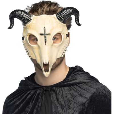 Boland Media máscara de demonio, máscara de calavera con cuernos para Halloween, Carnaval y fiestas temáticas de terror Boland Media máscara de demonio, máscara de calavera con cuernos para Halloween, Carnaval y fiestas temáticas de terror