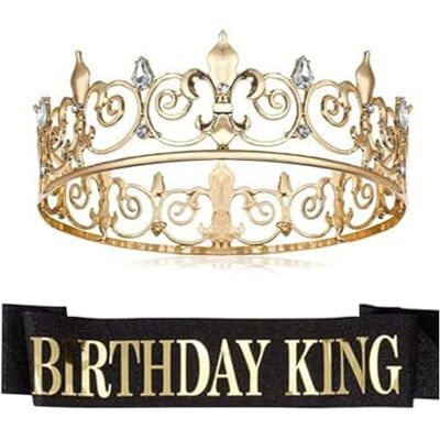 Psdndeww Corona de cumpleaños, banda de rey para hombre, con purpurina, con diamantes de imitación, corona, sombrero de fiesta de cumpleaños para hombre Psdndeww Corona de cumpleaños, banda de rey para hombre, con purpurina, con diamantes de imitación, corona, sombrero de fiesta de cumpleaños para hombre