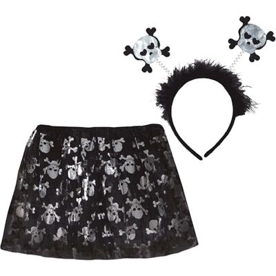 FIESTAS GUIRCA Set Calaveras Infantil (30 cm) Tutu y Accesorios de Disfraz para Halloween y Fiestas de Esqueletos Ideal para Niños y Adultos Negro FIESTAS GUIRCA Set Calaveras Infantil (30 cm) Tutu y Accesorios de Disfraz para Halloween y Fiestas de Esqueletos Ideal para Niños y Adultos Negro