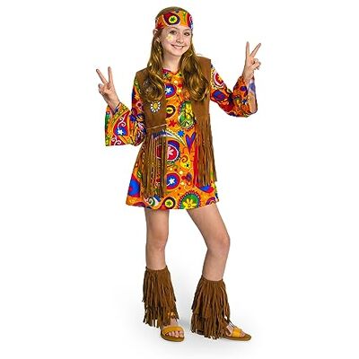 Spooktacular Creations Disfraces de Hippie para Niñas, Disfraz de Hippie con Accesorios de los 60-70 para Niños, Disfraz de Halloween para Niñas Medio (8-10 años) Spooktacular Creations Disfraces de Hippie para Niñas, Disfraz de Hippie con Accesorios de los 60-70 para Niños, Disfraz de Halloween para Niñas Medio (8-10 años)