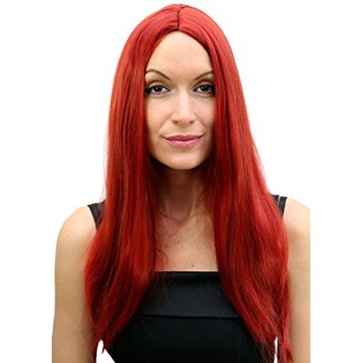 WIG ME UP - Carnaval: Peluca, roja, cobrizo, con Raya, Larga TH30-KII135 WIG ME UP - Carnaval: Peluca, roja, cobrizo, con Raya, Larga TH30-KII135